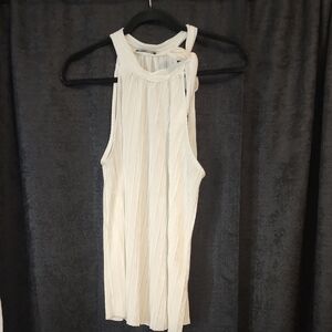 Elegant Cream Pleated Halter Top